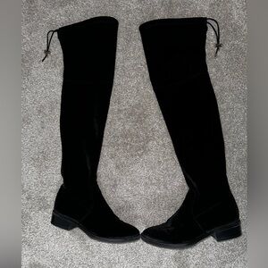 Velvet over the knee boots